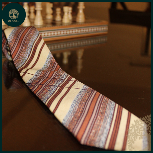 Subtle Charm: Beige Pinstripe Tie - Image 2
