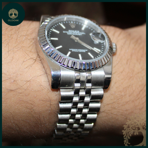 “Elegant Contrasts” Rolex Datejust White Gold Watch